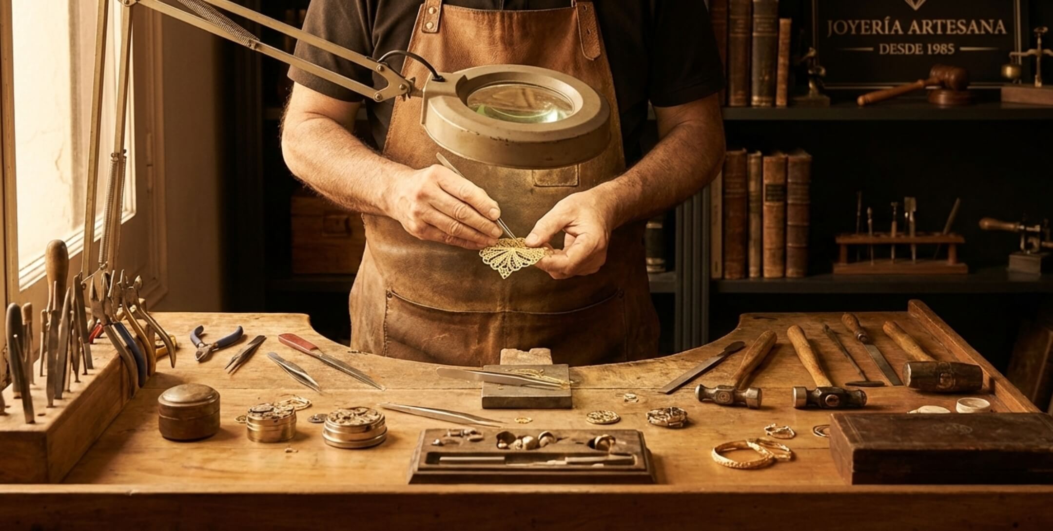 Taller propio de joyería y relojería en Joyería Mikel, Bilbao. Reparación, restauración y diseño de piezas únicas desde 1986