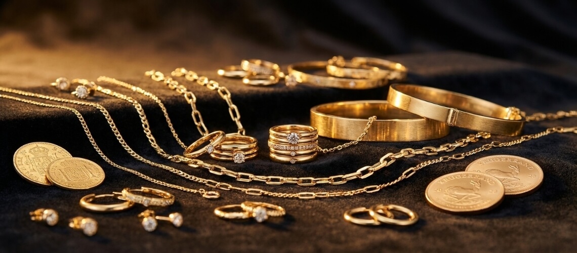 Variedad de joyas de oro para vender - Joyería Mikel, Bilbao. Compramos todo tipo de oro al mejor precio desde 1986